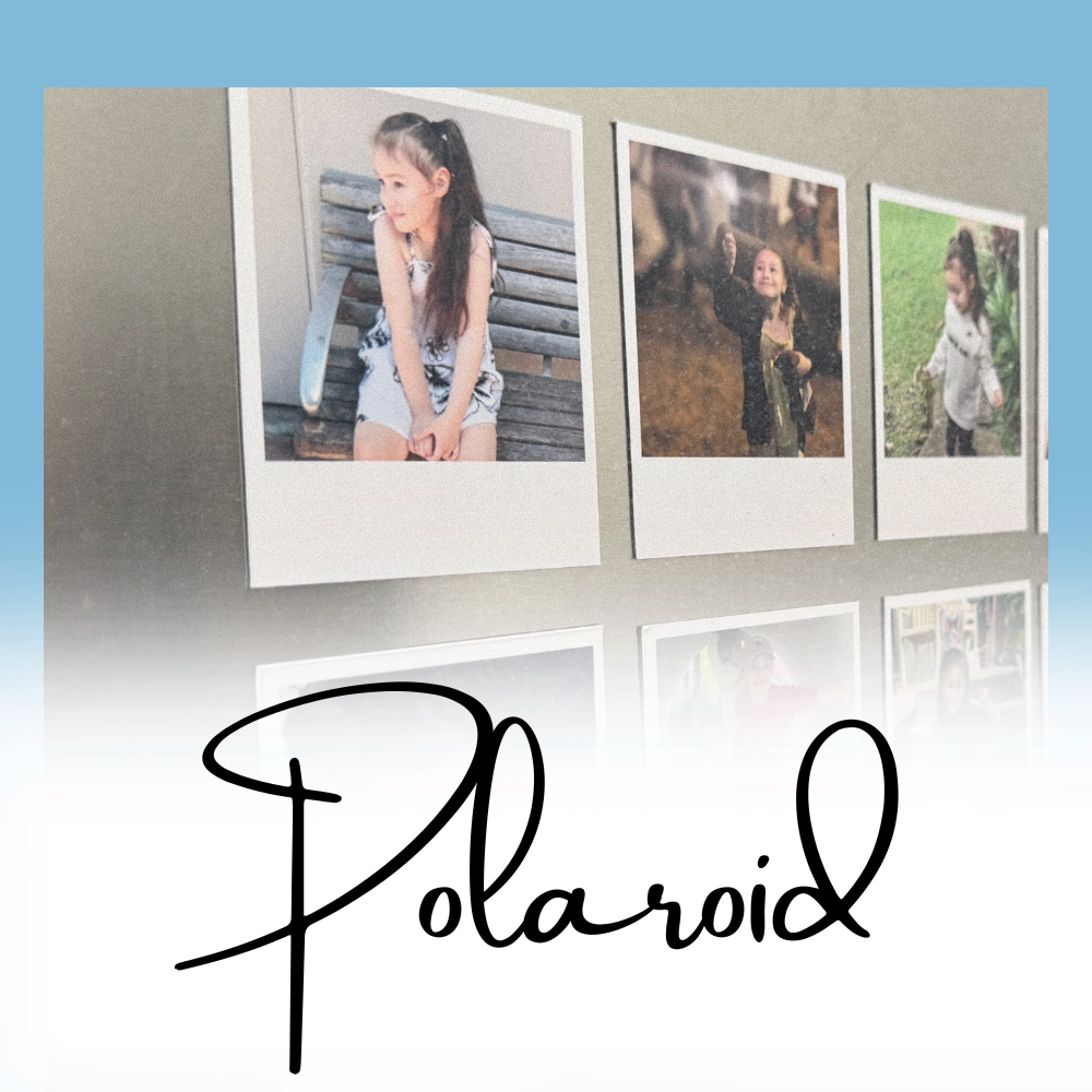 Retro Polaroid-style (2.75x3.5")